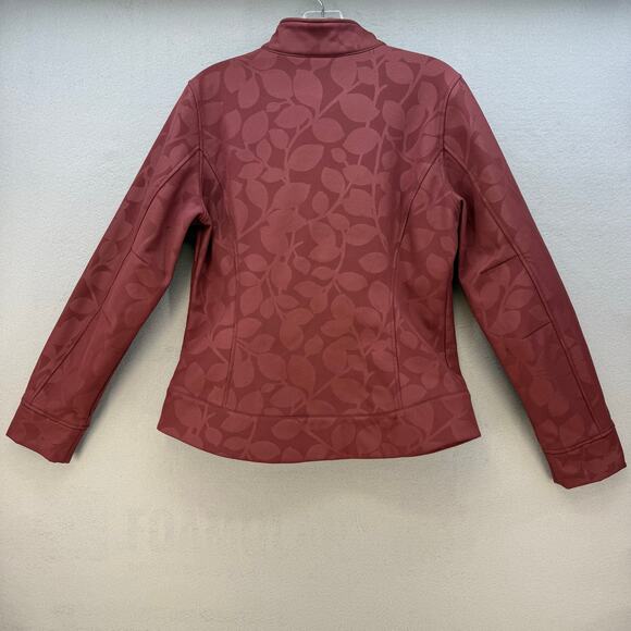 Patagonia Softshell Jacket Women's M Maroon Leaf Patterned Fleece Lined Outdoor - Picture 2 of 10